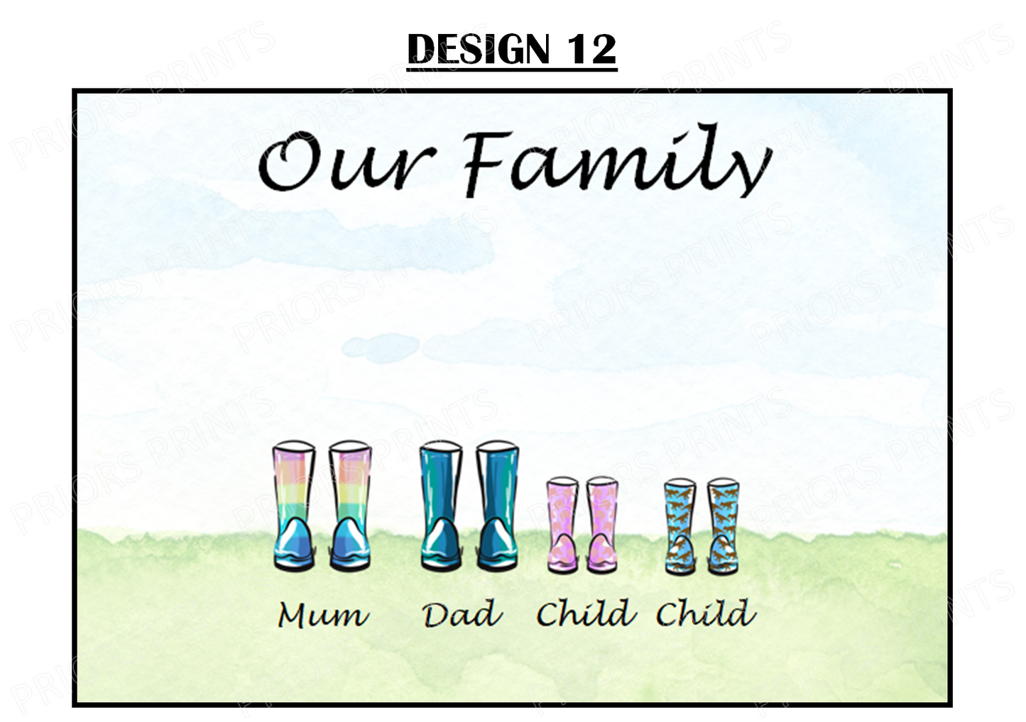 Our Family Personalised Wellie Boot Print