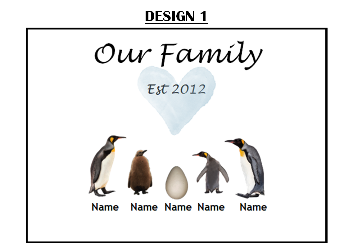 Our Family Personalised Penguin Print