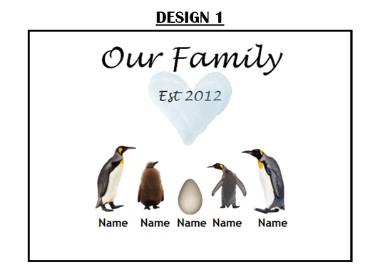 Our Family Personalised Penguin Print