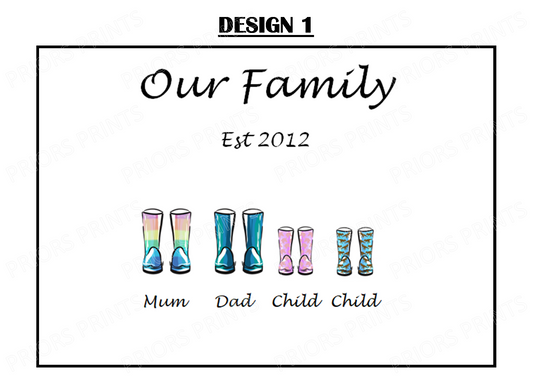 Our Family Personalised Wellie Boot Print