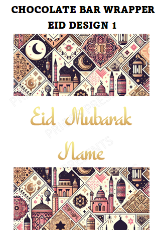 Eid Personalised Chocolate Bar Wrappers