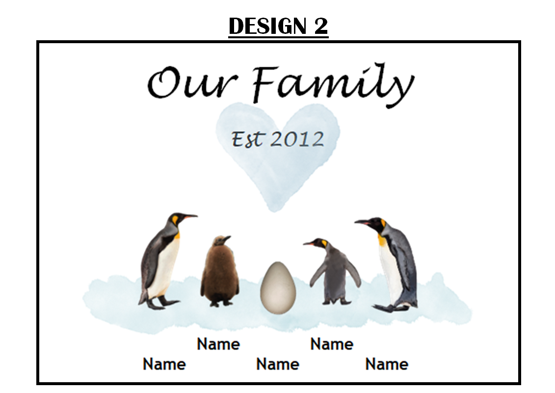 Our Family Personalised Penguin Print