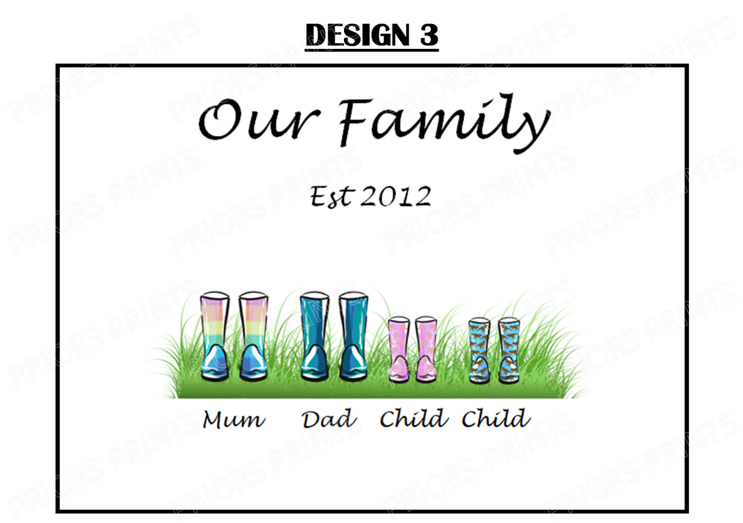 Our Family Personalised Wellie Boot Print