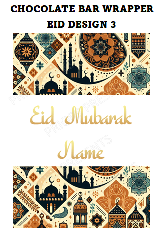 Eid Personalised Chocolate Bar Wrappers