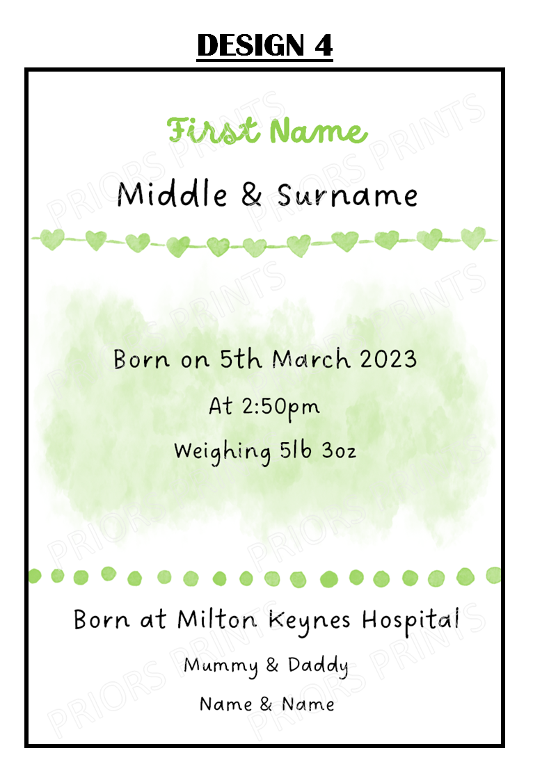 Welcome to the World A4 Print- Blue & Green Designs