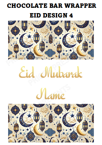 Eid Personalised Chocolate Bar Wrappers