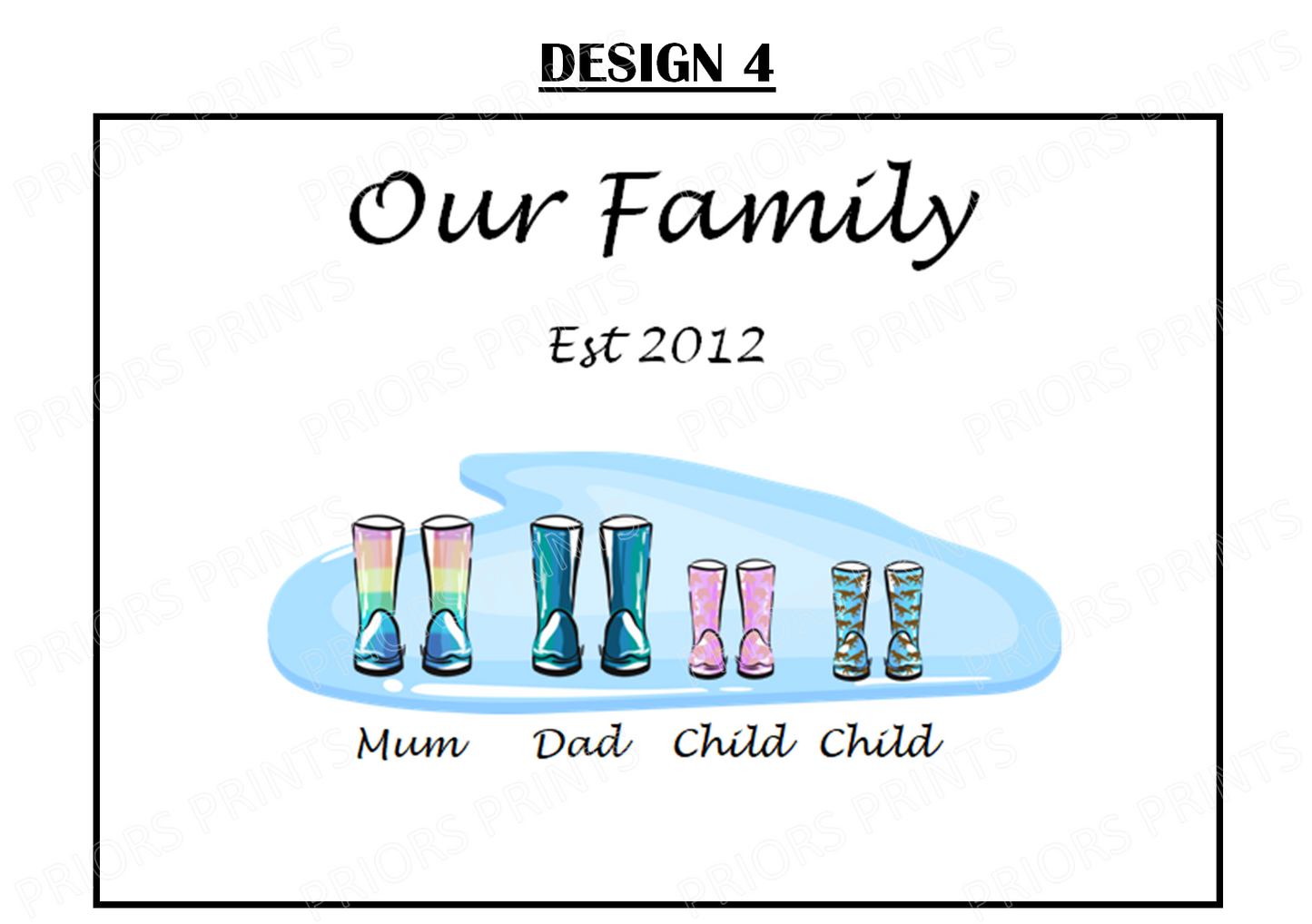 Our Family Personalised Wellie Boot Print