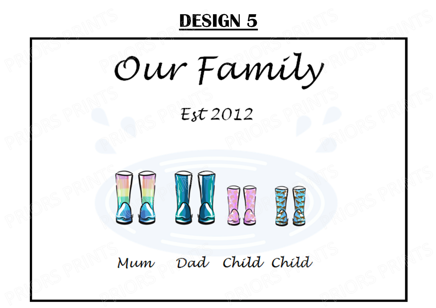 Our Family Personalised Wellie Boot Print