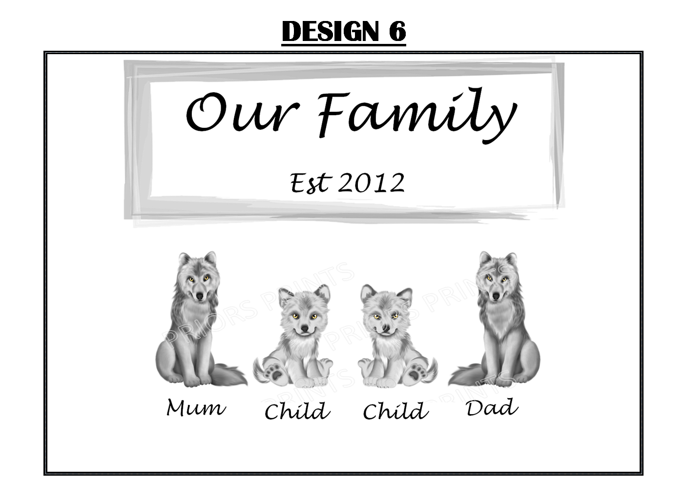 Our Family Personalised Wolf Print