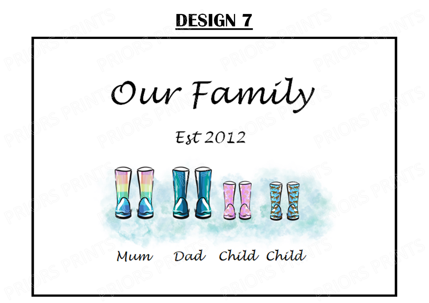 Our Family Personalised Wellie Boot Print