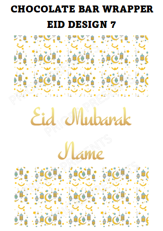 Eid Personalised Chocolate Bar Wrappers