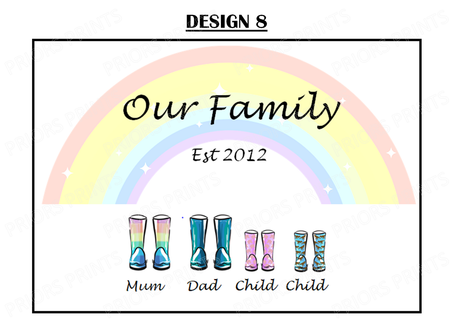 Our Family Personalised Wellie Boot Print