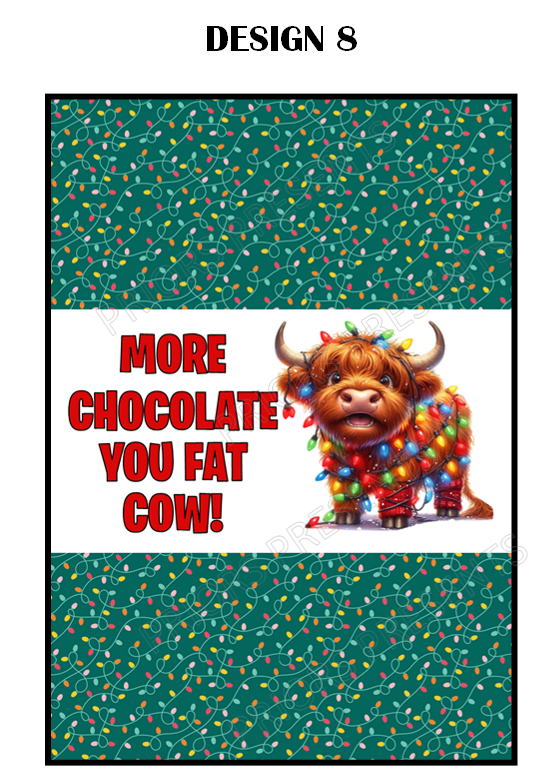 Offensive Christmas Chocolate Bar Wrappers- Mixed Designs