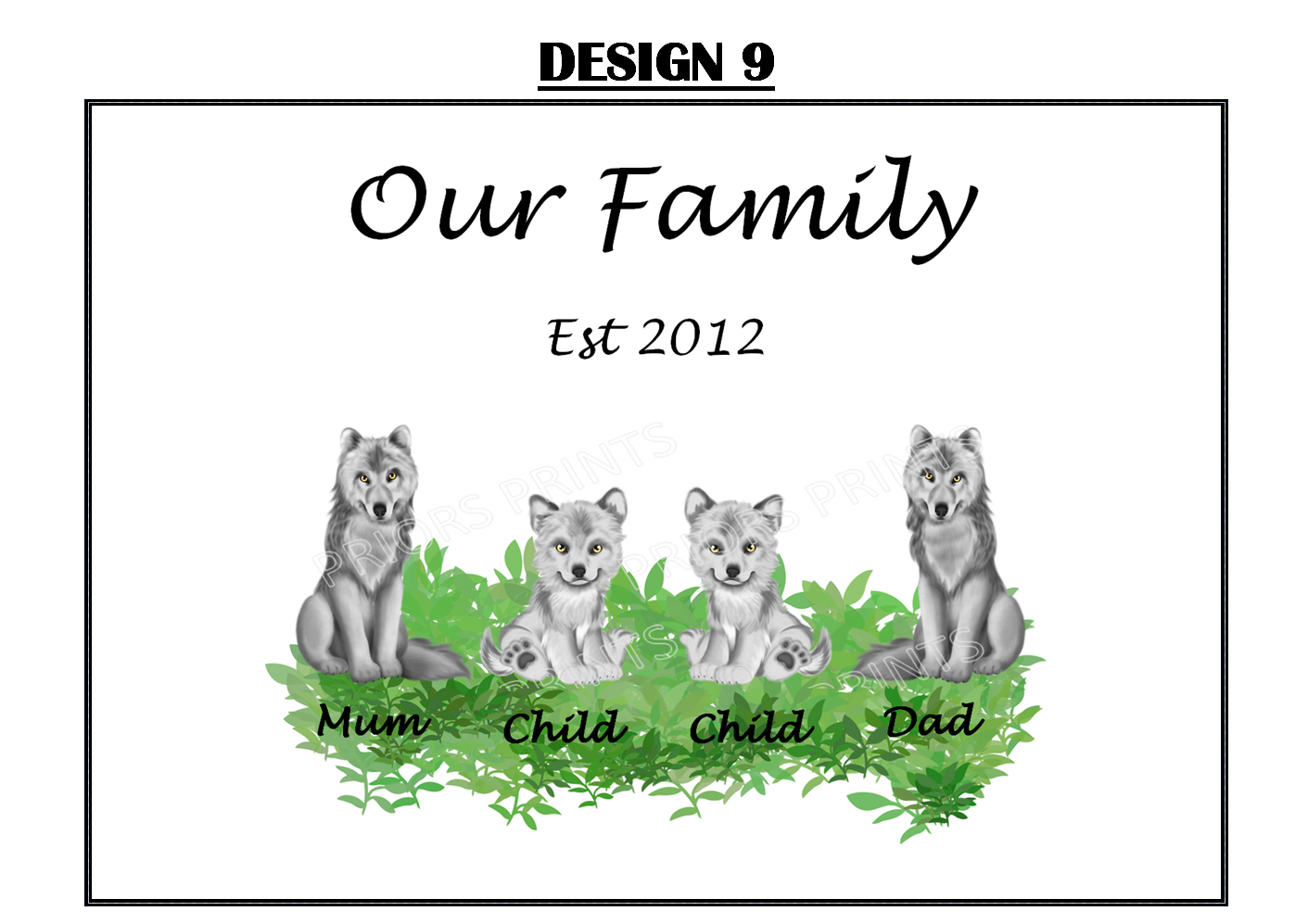 Our Family Personalised Wolf Print