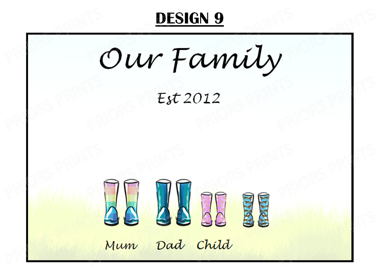 Our Family Personalised Wellie Boot Print