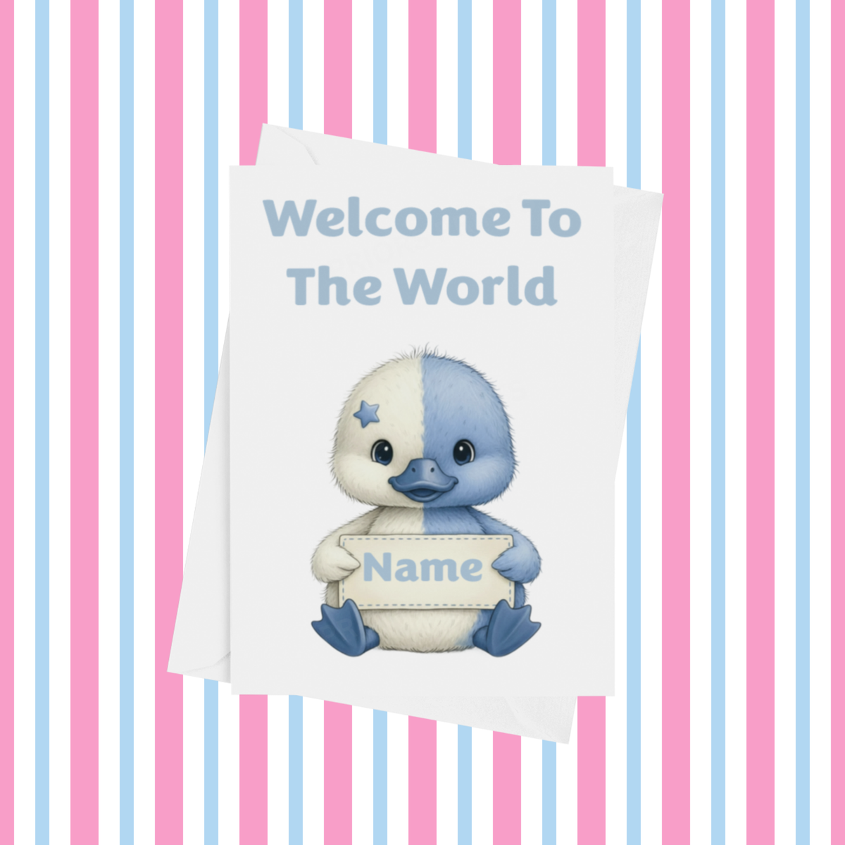 Welcome To The World Personalised Card for New Baby Animals with Blue Star