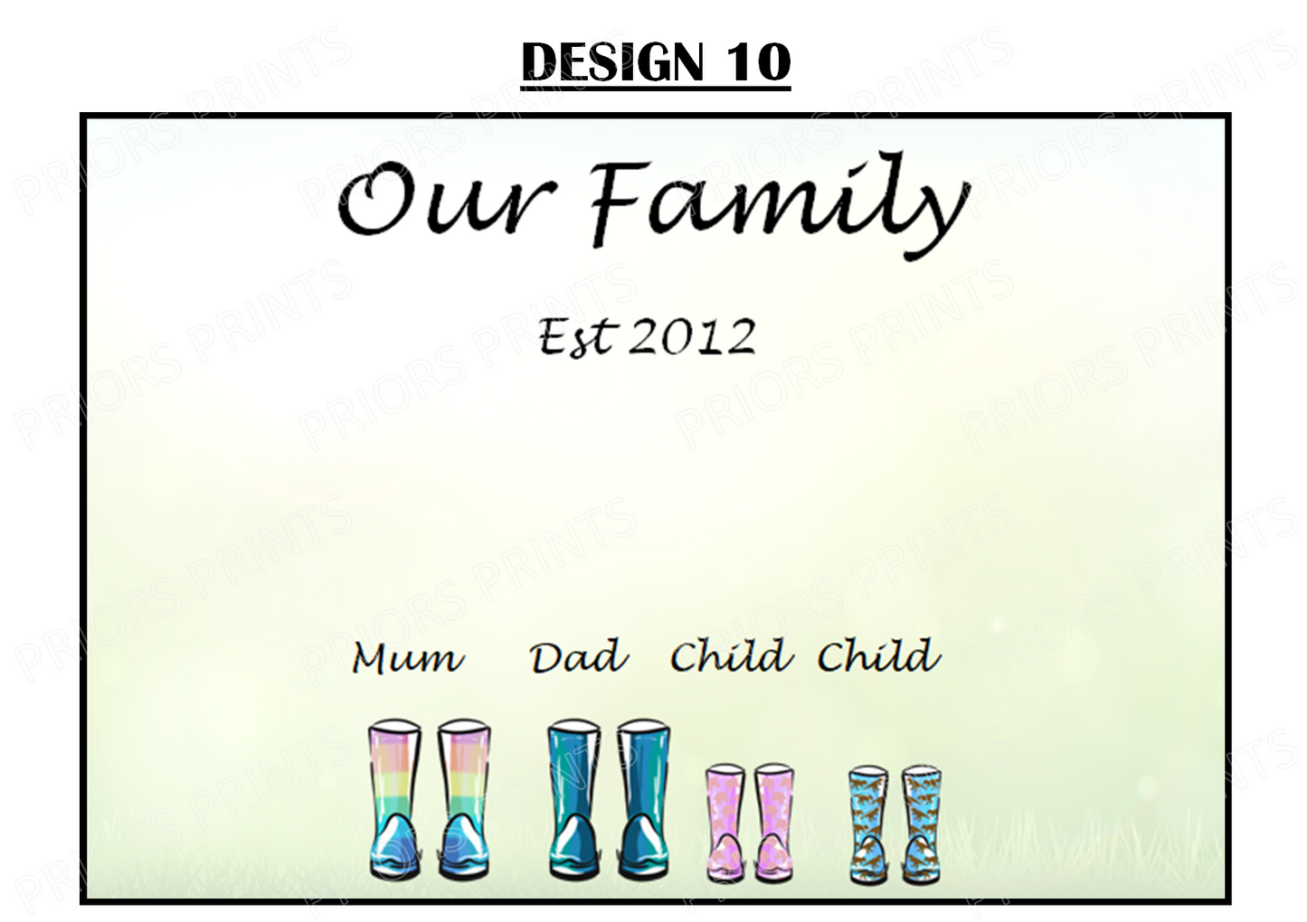 Our Family Personalised Wellie Boot Print