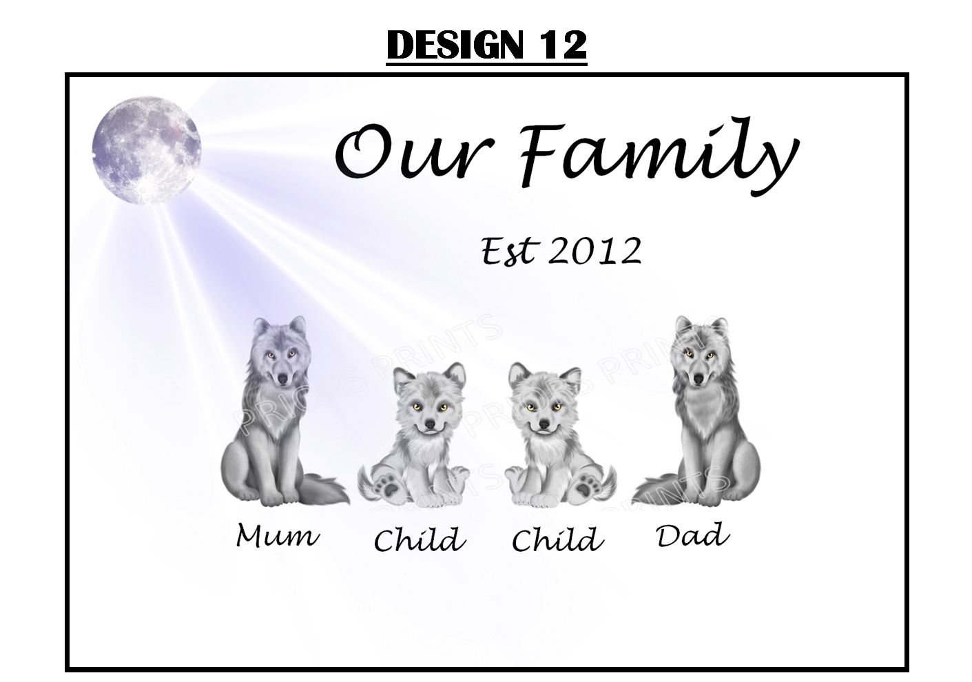 Our Family Personalised Wolf Print