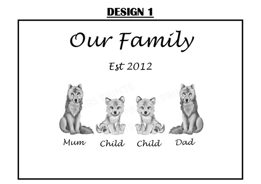 Our Family Personalised Wolf Print