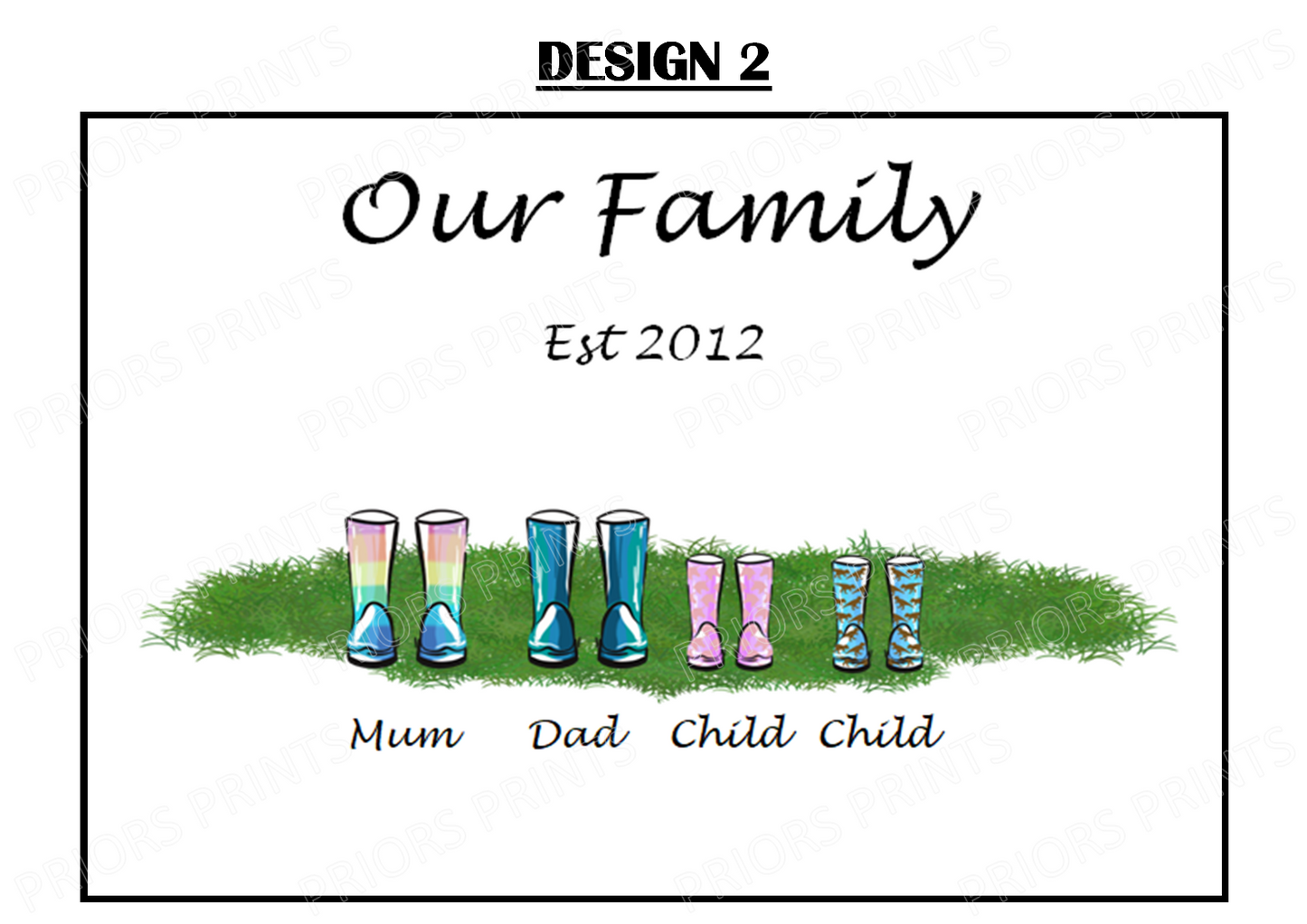 Our Family Personalised Wellie Boot Print