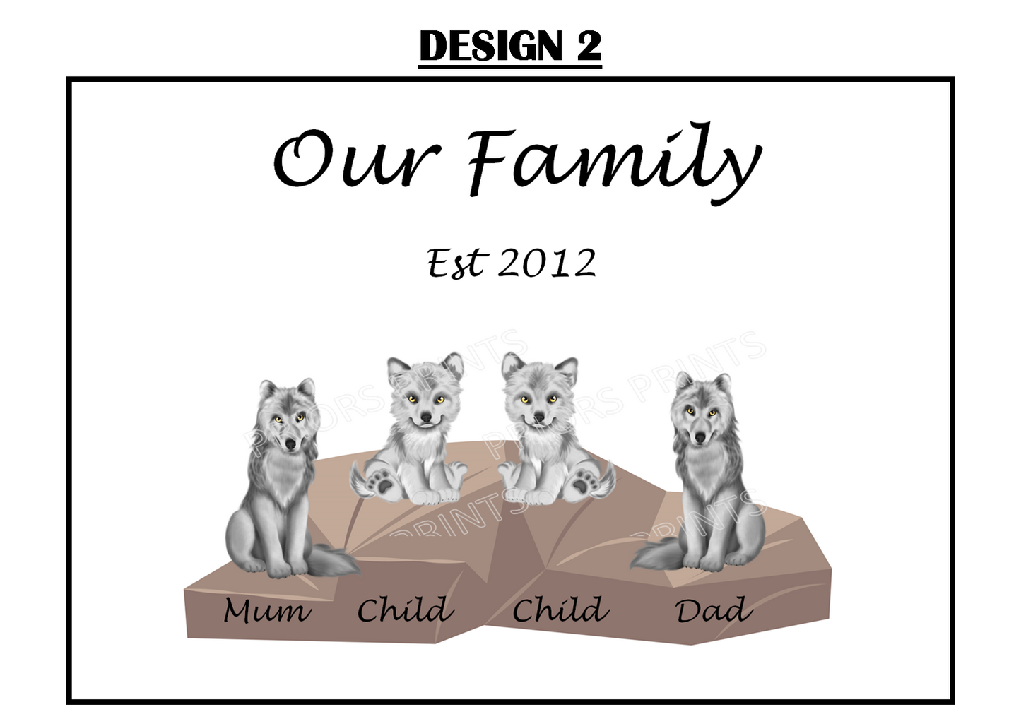 Our Family Personalised Wolf Print