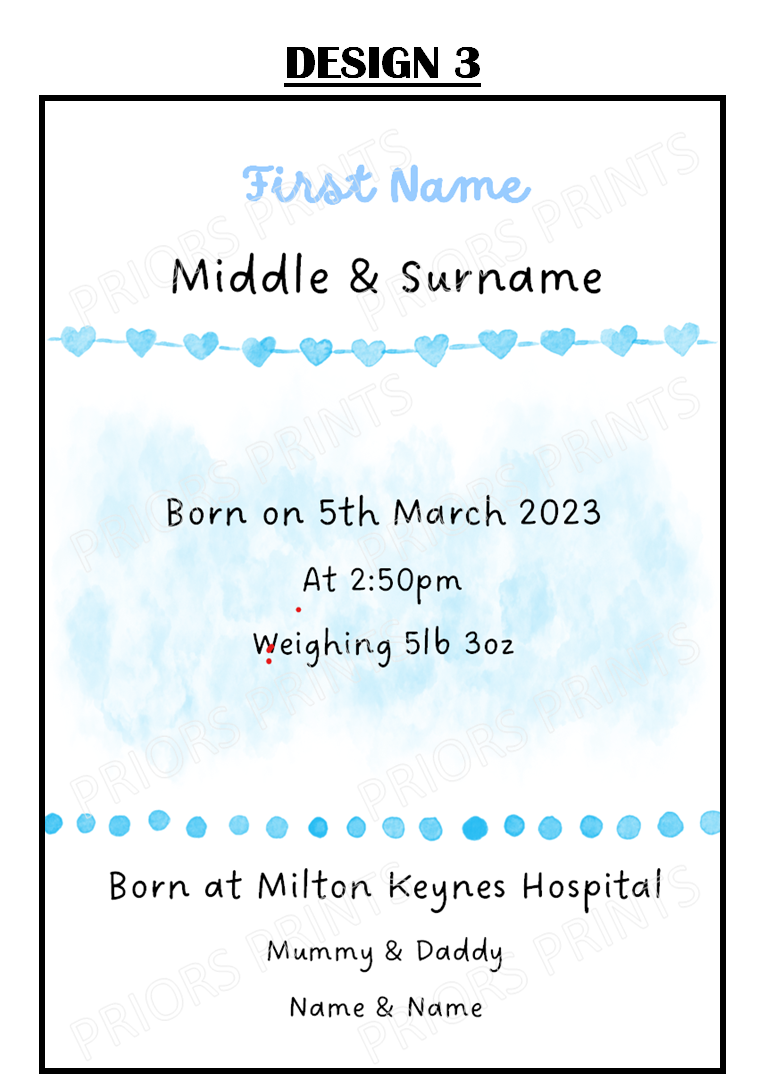 Welcome to the World A4 Print- Blue & Green Designs