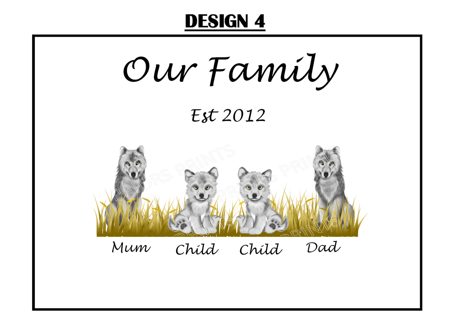 Our Family Personalised Wolf Print