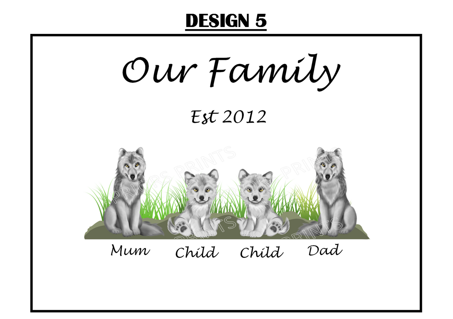 Our Family Personalised Wolf Print