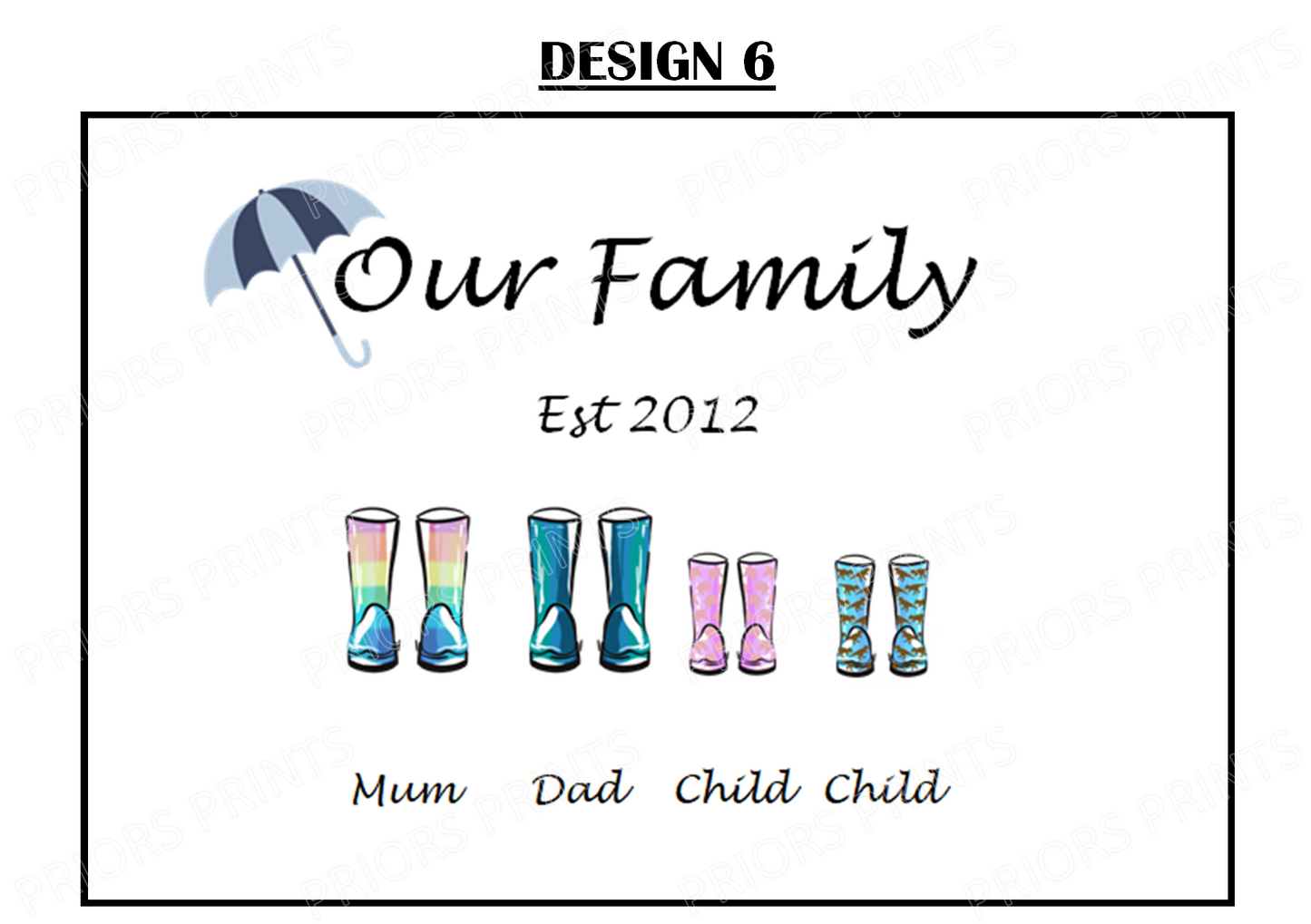 Our Family Personalised Wellie Boot Print