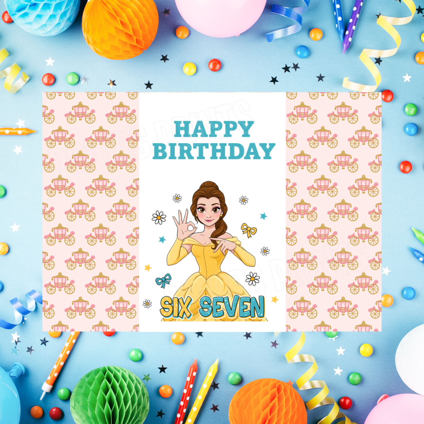 Princess Six Seven Birthday Chocolate Bar Wrappers