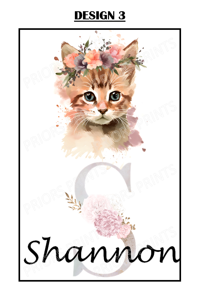 Animal with Flowers Personalised Name Print