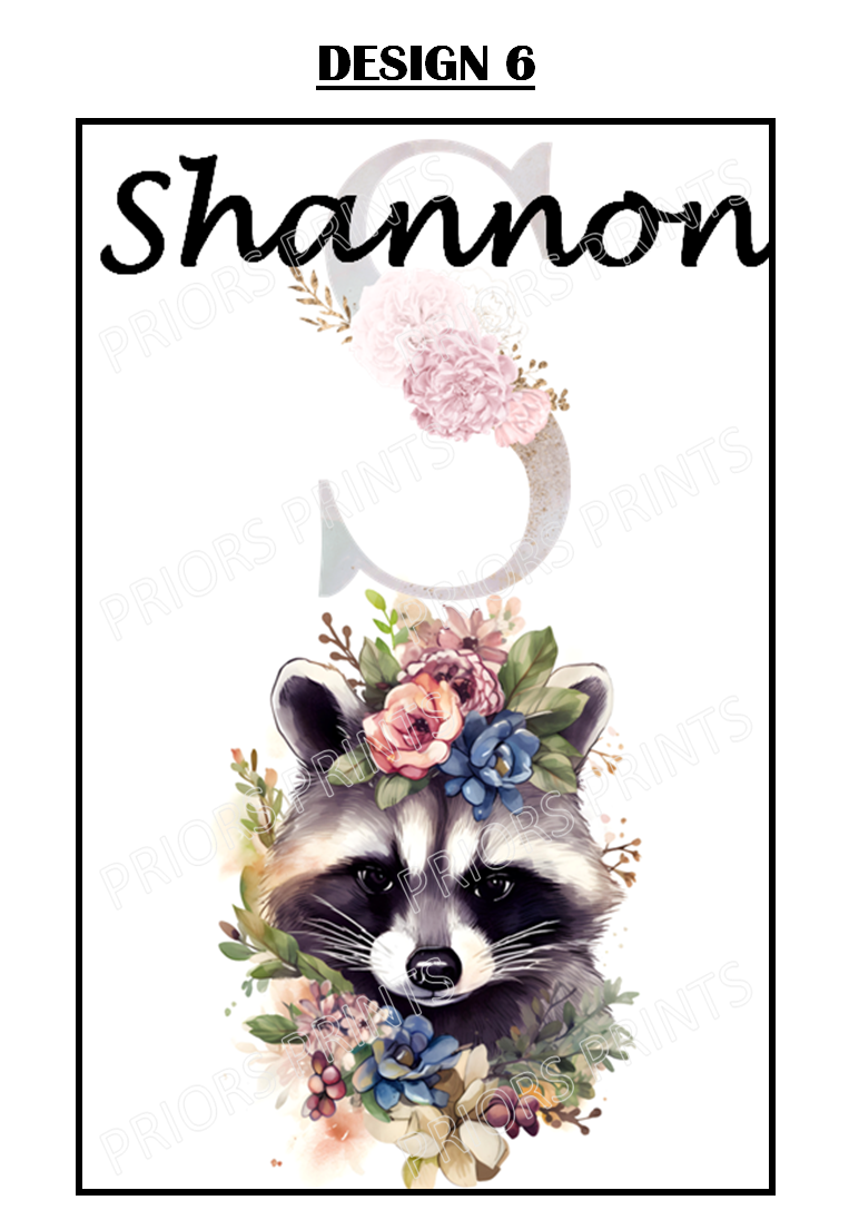 Animal with Flowers Personalised Name Print