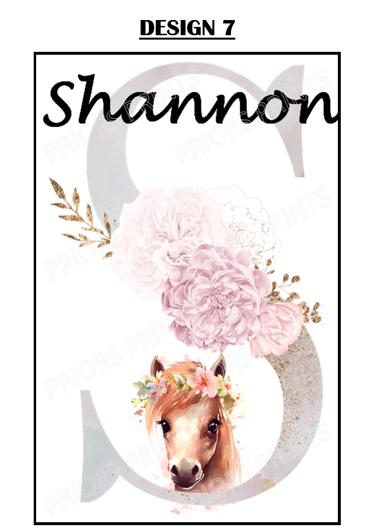 Animal with Flowers Personalised Name Print