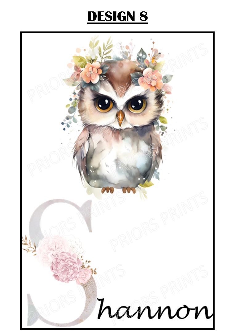 Animal with Flowers Personalised Name Print