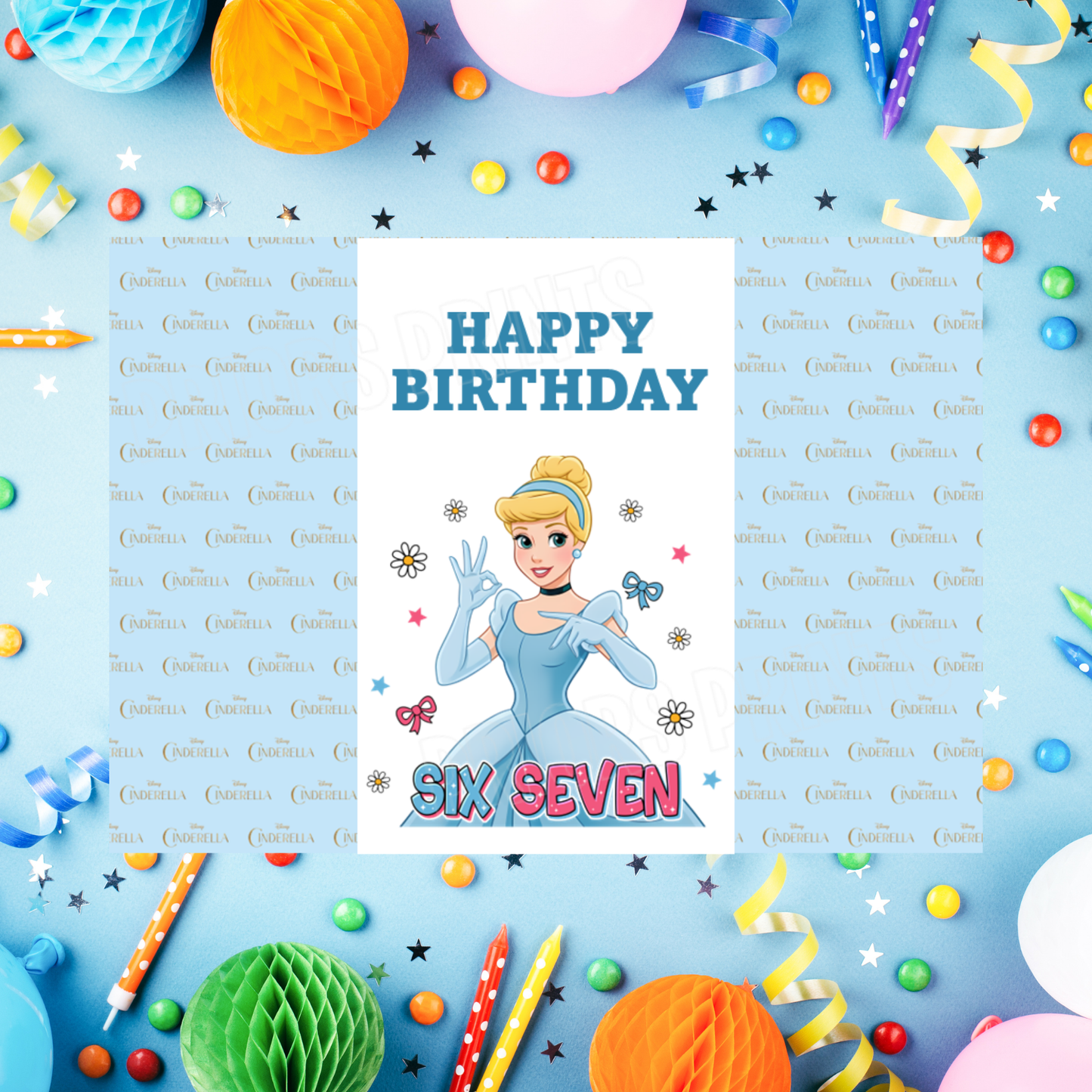 Princess Six Seven Birthday Chocolate Bar Wrappers