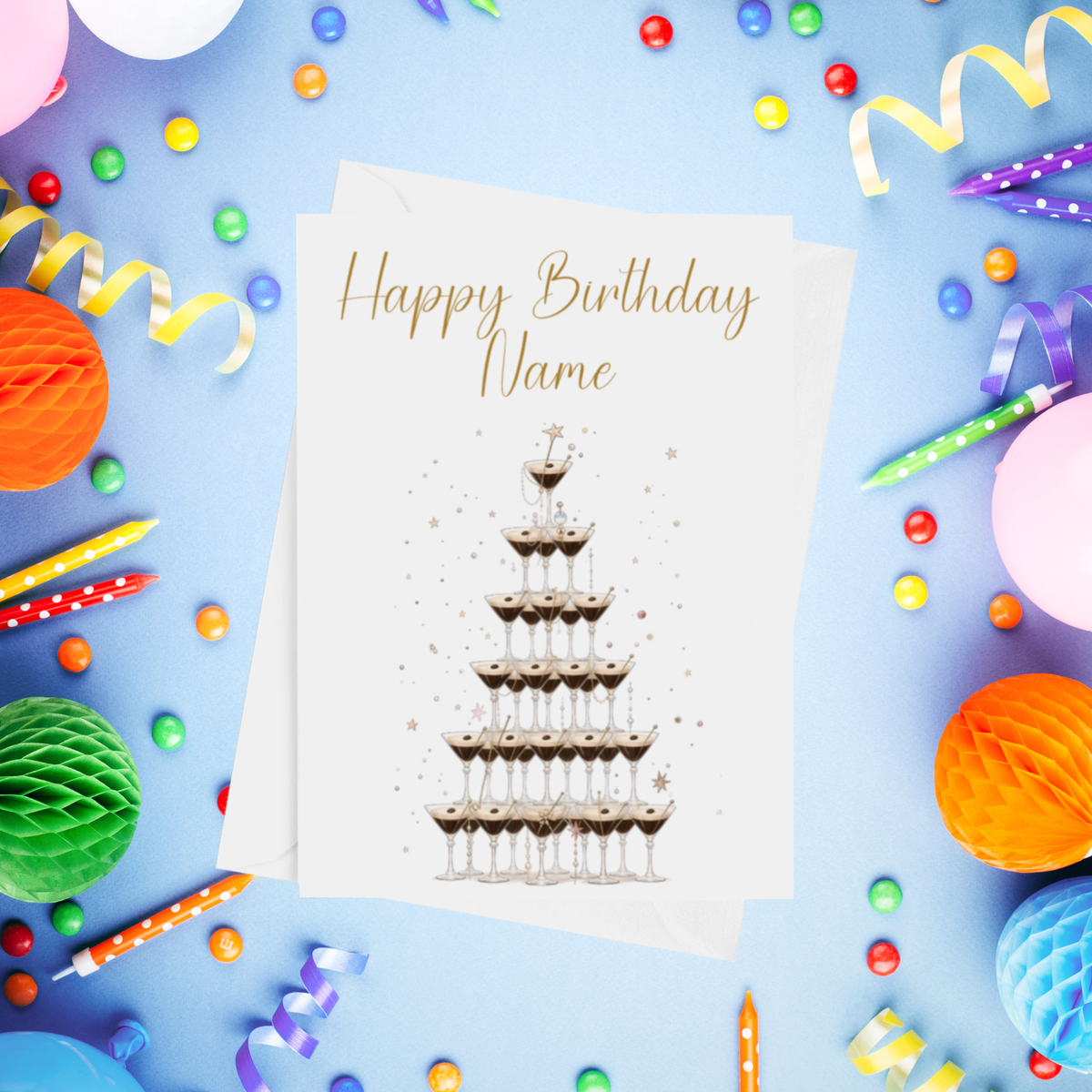 Drink Tower Personalised Birthday Card