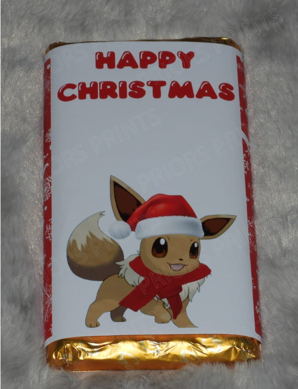 Pokemon Christmas Personalised Chocolate Bar Wrappers