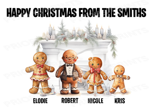 Personalised Gingerbread Family 2 Christmas Card