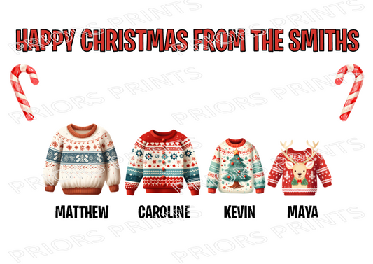 Personalised Jumper Family Christmas Card