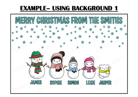 Personalised Snowman Family Christmas Card