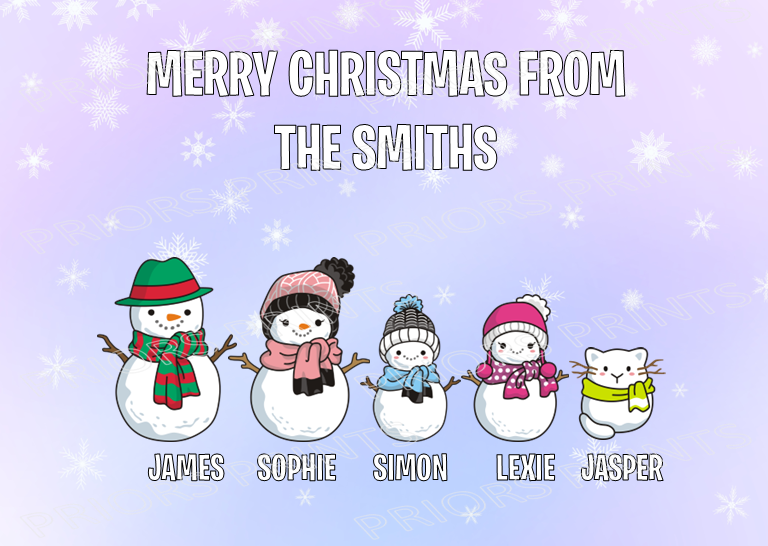 Personalised Snowman Family Christmas Card