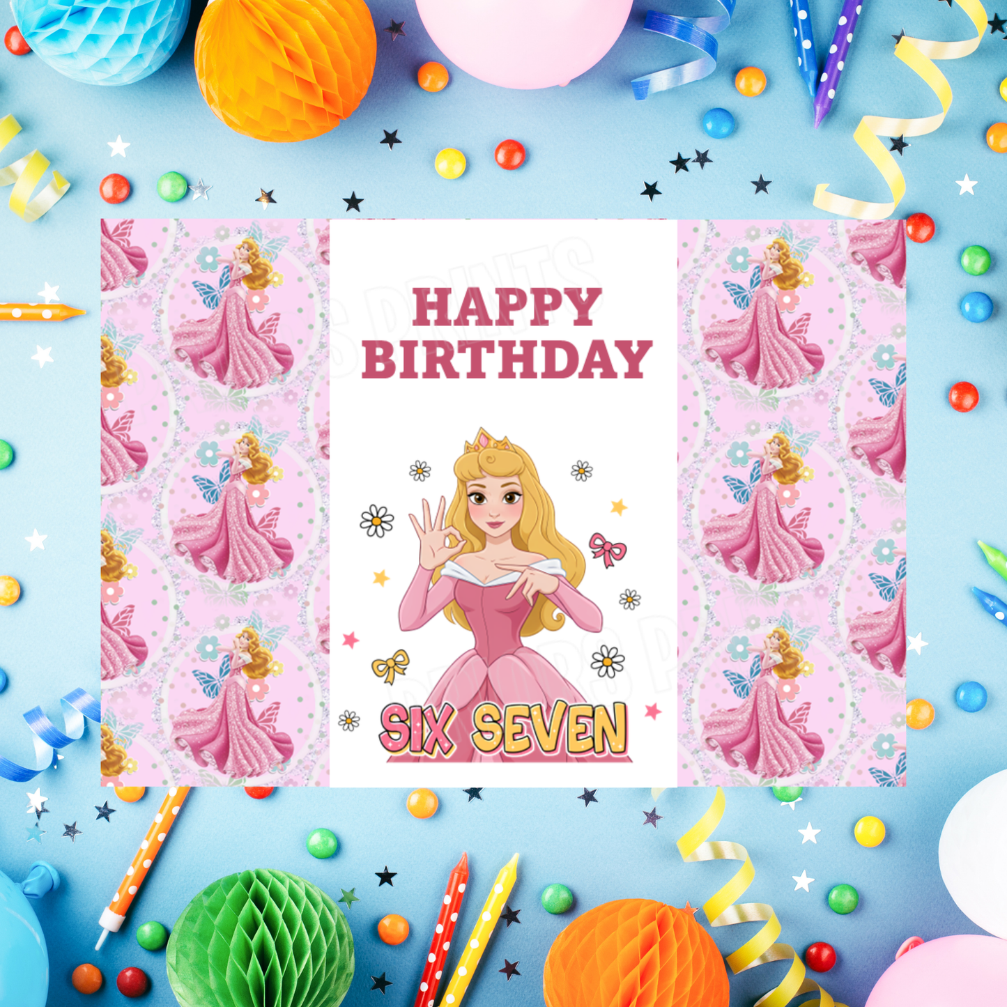 Princess Six Seven Birthday Chocolate Bar Wrappers