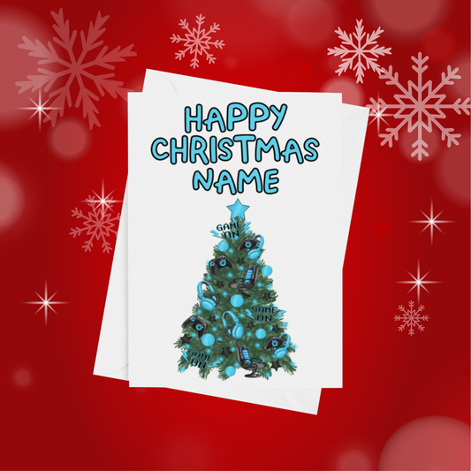 Personalised Christmas Tree Card for Gamers