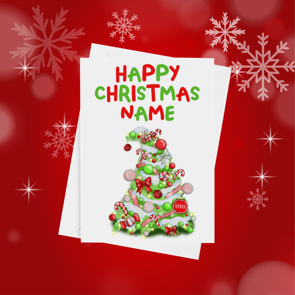 Personalised Character Christmas Tree Card