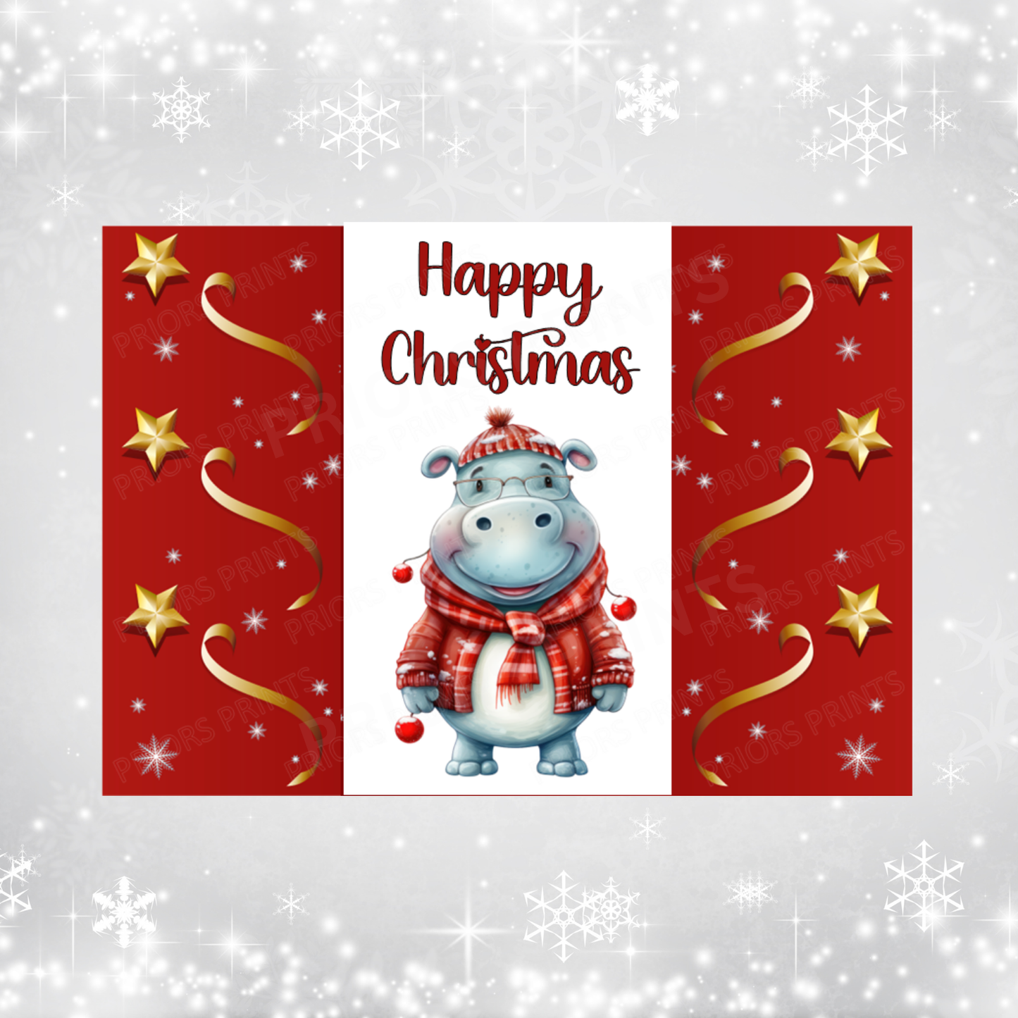 Animals in Santa Hat Christmas Chocolate Bar Wrapper