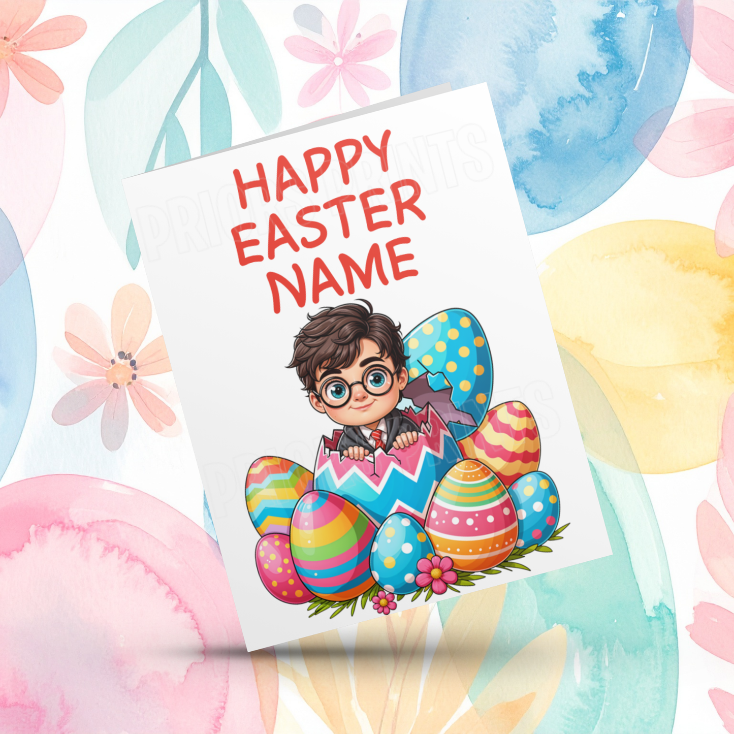 Mixed Characters in Easter Egg Personalised Easter Card- Listing 3