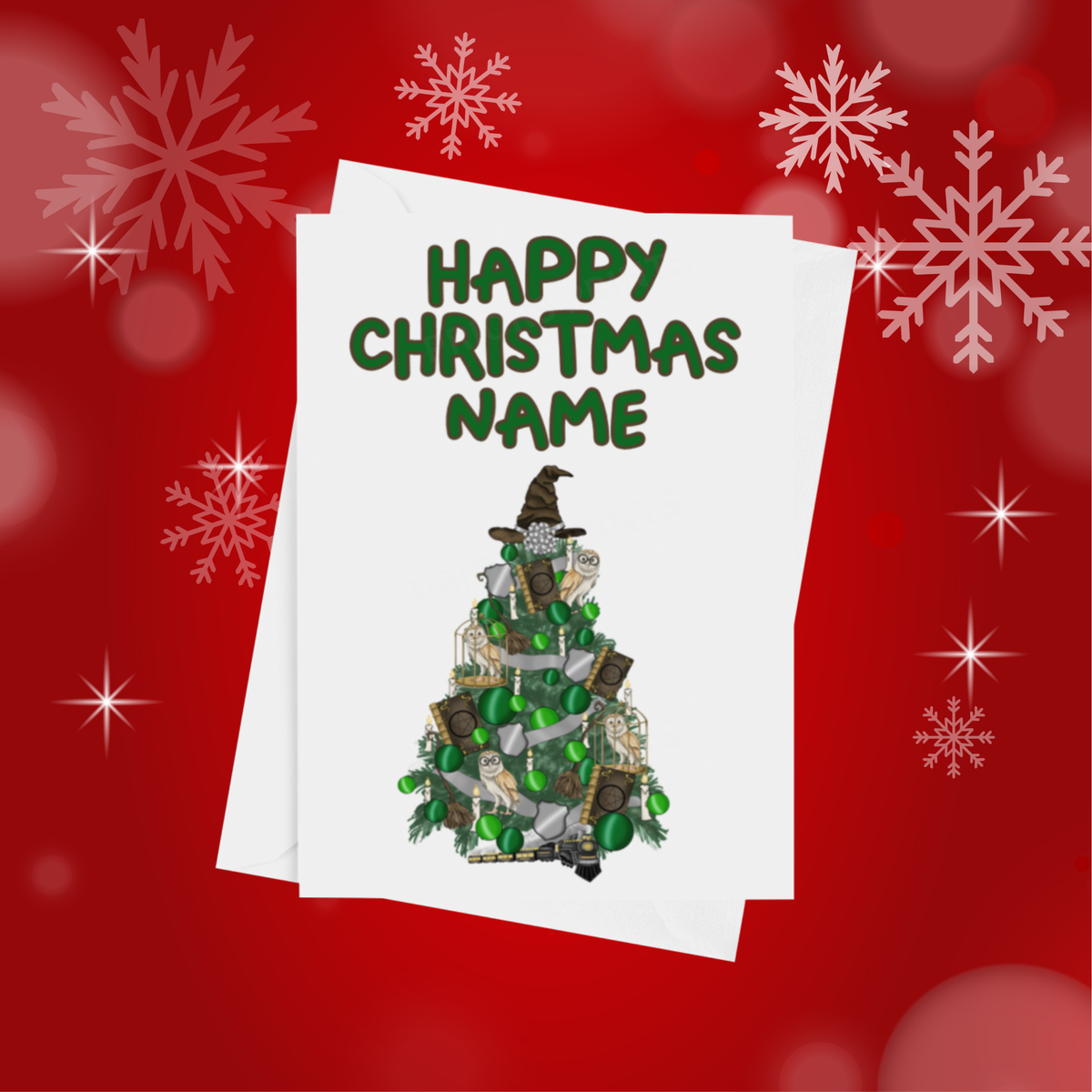 Personalised Character Christmas Tree Card