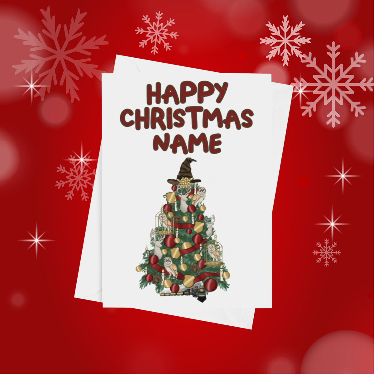 Personalised Character Christmas Tree Card