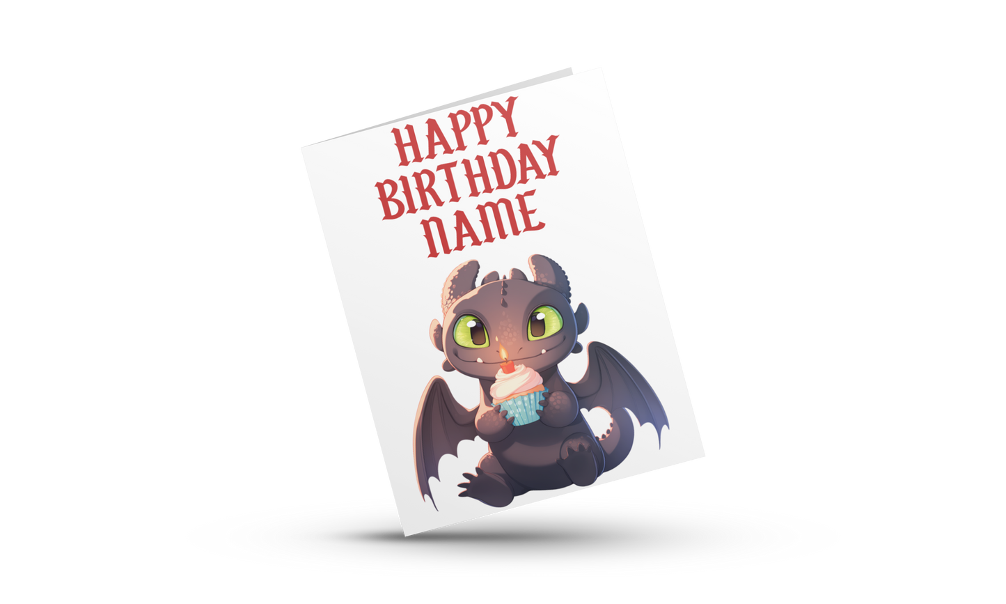 Personalised Toothless Birthday Card ( How To Train Your Dragon)