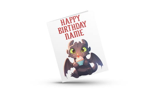 Personalised Toothless Birthday Card ( How To Train Your Dragon)